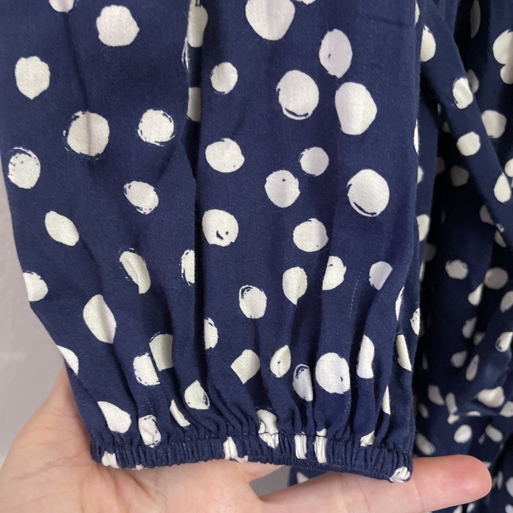 Velvet by Graham & Spencer Navy Polka‎ Dot Viscose Mini Dress Blue White Medium - Picture 4 of 6